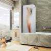 Шторка на ванну MaybahGlass MGV-930-ФП014-6 80x140, поворотная, стекло с рисунком 6 мм, профиль черный