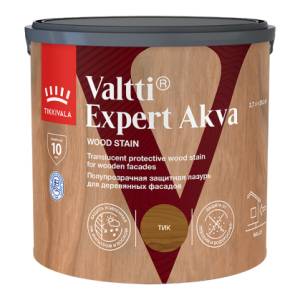 Высокоэффективная декоративно-защитная лазурь Tikkivala Valtti Expert Akva полуматовая тик 2.7 л