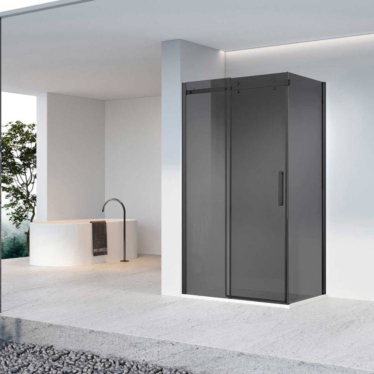 Душевой уголок Vincea Como-N VSR-4CN8015CGB профиль черный, стекло тонированное, 150x80x200