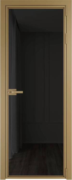Межкомнатная дверь Profil Doors 1 AX цвет профиля Золото, стекло безопасное 6 мм черное тонированное 700x2000