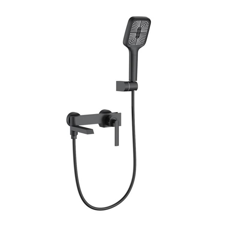 Смеситель для ванны Elghansa Urban 2313301-Black с душевым комплектом, черный