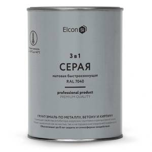 Грунт-эмаль по ржавчине 3 в 1 Elcon матовая серая 0.8 кг