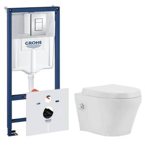 Комплект Grohe GRH775784601 Инсталляция для унитаза Grohe Rapid SL + Унитаз подвесной beWash Metison безободковый, с функцией биде и сиденьем микролифт, белый глянец