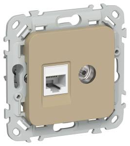 ТВ-розетка+Ethernet RJ45 IEK Flite FI-AK22-1-K59 хаки