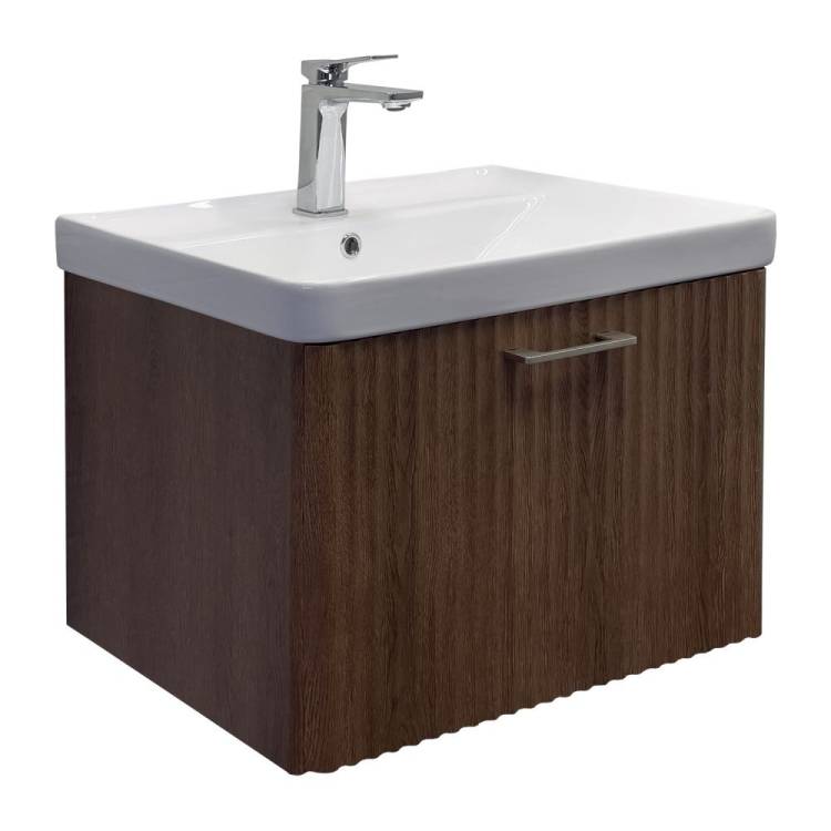 Тумба с раковиной Comforty Ангара-60П 00-00021035 подвесная, дуб темно-коричневый