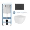 Комплект Aqueduto Tecnica Novo AQDSD010 унитаз подвесной, сиденье микролифт, кнопка черная матовая