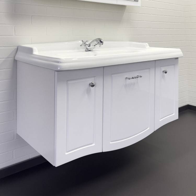 Тумба с раковиной Comforty Палини-100 00-00019754 подвесная, белый глянец