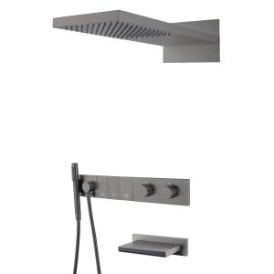 Душевая система Boheme Zodiac 133-2-GM антрацит, с термостатом, с изливом
