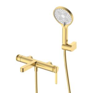 Смеситель для ванны с душем DQ Bonn DA1703207 короткий излив, золото матовое