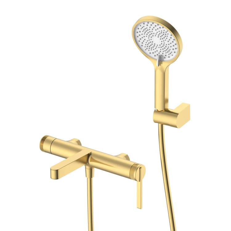 Смеситель для ванны с душем DQ Bonn DA1703207 короткий излив, золото матовое