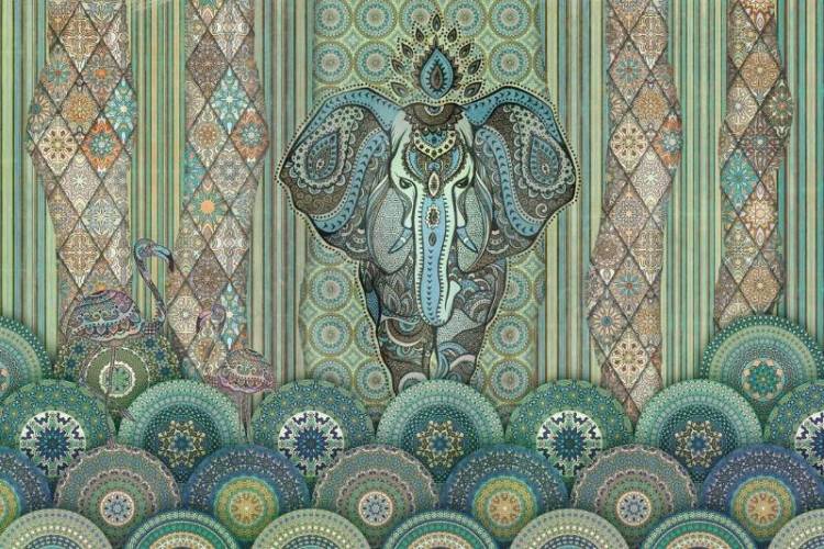 3D Фотообои Artegrafico «Величественный слон в этническом стиле» VS-016-1 песок