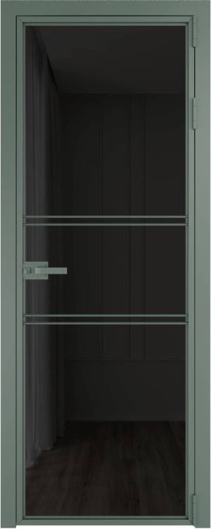 Межкомнатная дверь Profil Doors 2 AX цвет профиля Зеленый воск, стекло безопасное 6 мм черное тонированное 600x2000