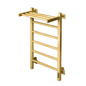 Полотенцесушитель электрический Comfysan Marte-K EC-6 1112482 80x55 см, подключение справа, слева, матовое золото, лесенка, из стали, с полкой