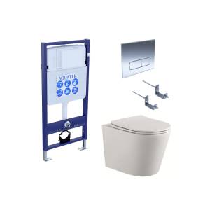 Комплект Aquatek Вега SET AQUATEK ВЕГА cmp-016 инсталляция с клавишей и крепежом, унитаз с сиденьем микролифт