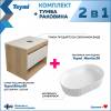 Тумба с раковиной Teymi Ritta подвесная, дуб, белый, 65 см, с раковиной Martta 50 фото 2