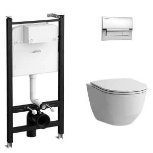 Комплект Laufen Pro Z.RU93.0.761.5 безободковый, сиденье микролифт, клавиша хром