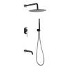 Душевой комплект Boheme Uno 464-2-BCR смеситель + верхний + ручной душ, черный, хром, с изливом