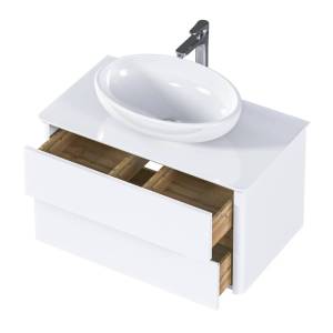 Тумба под раковину 1MarKa Monro Ц0000027406 белая, стекло, 80x45x42