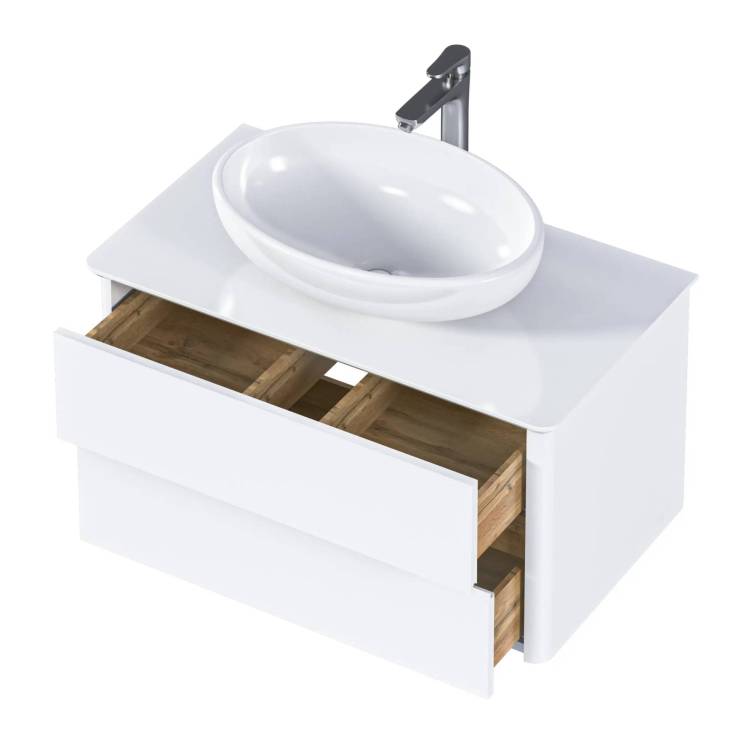 Тумба под раковину 1MarKa Monro Ц0000027406 белая, стекло, 80x45x42