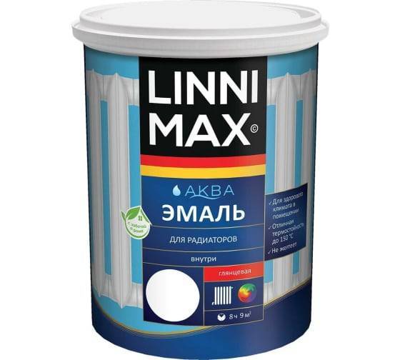 Эмаль для радиаторов акриловая для внутренних работ Linnimax Аква глянцевая белая 0.9 л