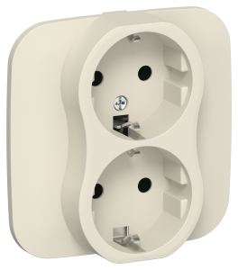 Розетка 2-местная с заземлением IEK Flite FI-R21A-16-K86 сливочный