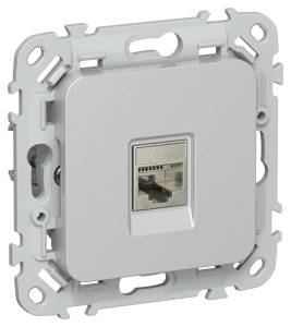 Розетка компьютерная RJ45 IEK Flite FI-K11-2-K47 алюминий