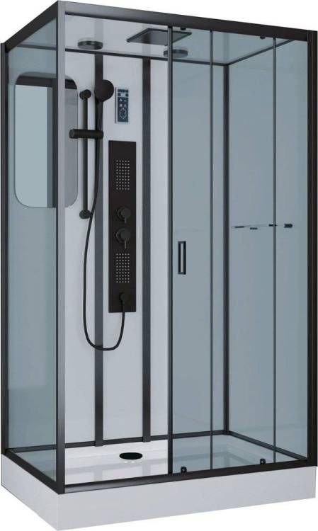 Душевая кабина Niagara Premium NG-6912-01GQR BLACK 120х80х210 правая, черная, с низким поддоном