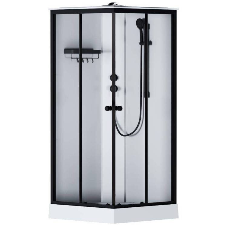 Душевая кабина Am.Pm X-Joy W94C-403-090BT 90x90, профиль матовый черный, стекло прозрачное
