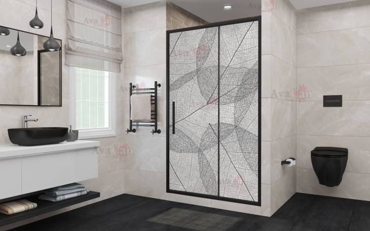 Душевая дверь в нишу AvaCan FB160MT профиль черный, стекло матовое, 180x195