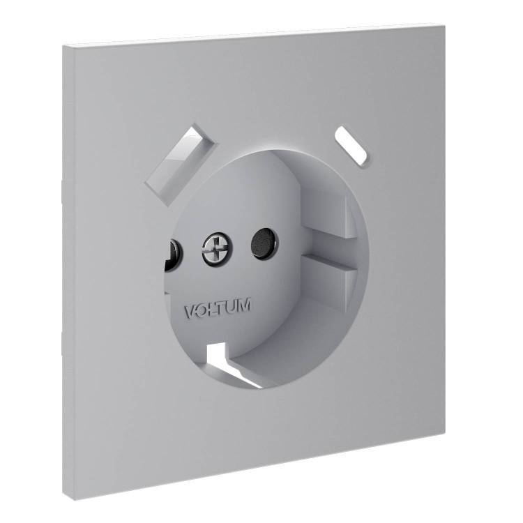 Лицевая панель для розетки с заземлением, шторками и USB Type A+C Voltum S70 VLS001016 серый