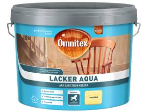 Лак для дерева на водной основе Omnitex Lacker Aqua 70 глянцевый 9 л