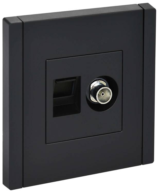 ТВ-розетка+Ethernet RJ45 IEK Forte&Piano FP-AK20-1-K02 черный