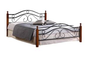 Кровать Tetchair AT-803 5418 дерево гевея/металл, 160x200 см (queen bed), красный дуб/черный