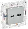 Розетка USB type A+C IEK Skandy SK-U22-D31-K23 серебряный