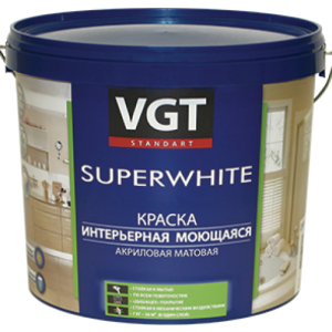 VGT SUPERWHITE ВД-АК-1180 КРАСКА ИНТЕРЬЕРНАЯ МОЮЩАЯСЯ, акриловая, матовая, база С (13кг)