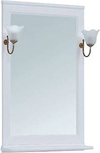 Зеркало Aquanet Валенса 65 белое, основа светильника бронза, с полкой