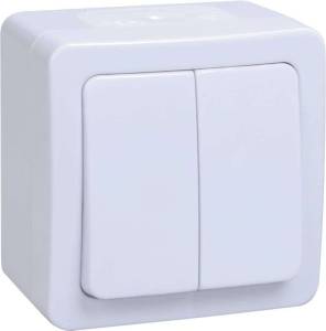 Выключатель 2-клавишный IEK Гермес Plus EVMP20-K01-10-54-EC белый
