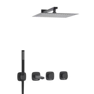 Душевой комплект Wasserkraft Nuthe A9151.265.315.219.162.327.242.217 с верхней душевой насадкой, черный, встраиваемый, с лейкой
