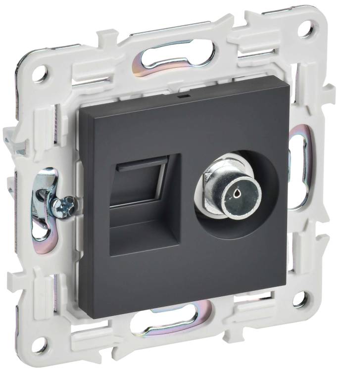 ТВ-розетка+Ethernet RJ45 IEK Skandy SK-AK20-2-K48 титан