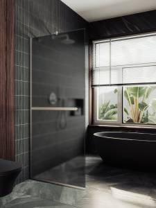 Душевая перегородка MaybahGlass MGD-730-5у 79x195, стекло графит матовый 8 мм, профиль хром матовый