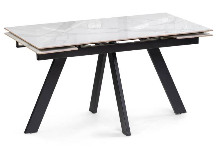 Стол Woodville Невис 553538 creto statuario cara polished, черный 140(200)x80x76