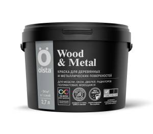 Краска универсальная по дереву и металлу Olsta Wood&Metal база A полуматовая 57A Feather White 2.7 л