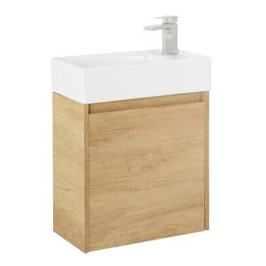Тумба с раковиной Belbagno Kraft Mini KRAFT MINI-500/260-1A-SO-RNN-L 45x25x50 Rovere Nebrasca Nature подвесная с распашной дверцей, левосторонняя