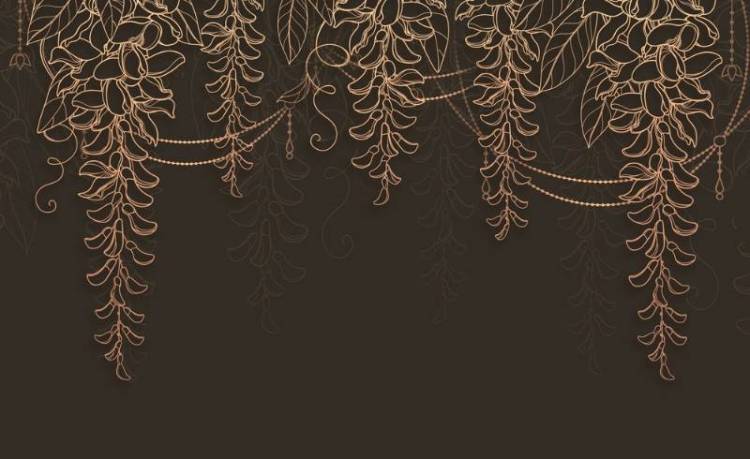 3D Фотообои Artegrafico «Ажурные ветви на шоколадном фоне» PL-084 акварель