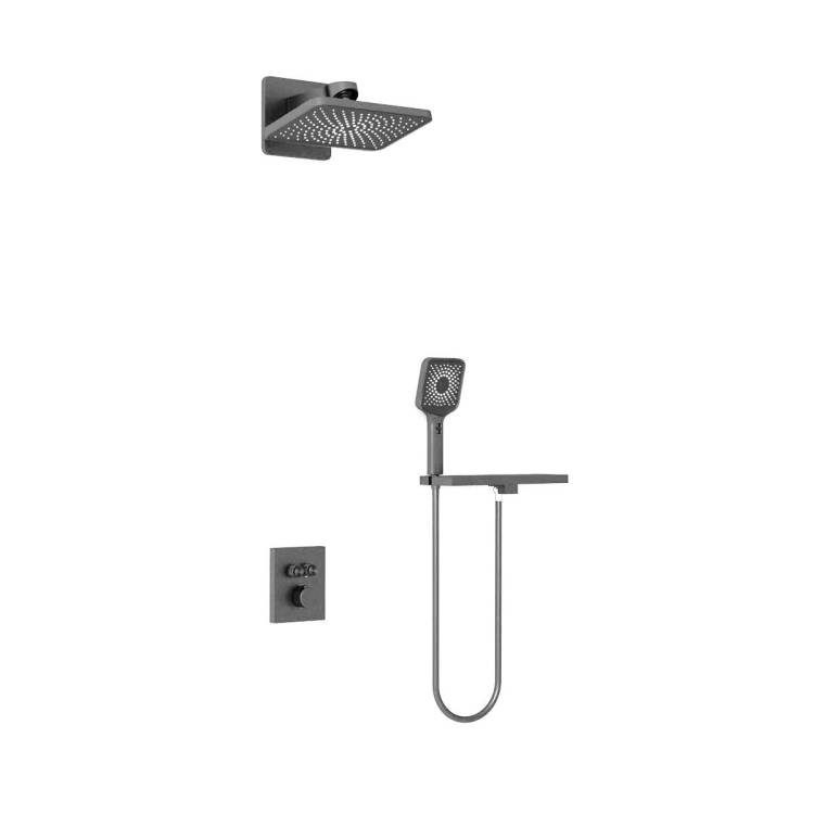 Душевой комплект Vincea Inspire VSFW-3I21MT4RGM вороненая сталь, встраиваемый, с термостатом