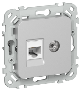 ТВ-розетка+Ethernet RJ45 IEK Flite FI-AK22-1-K47 алюминий