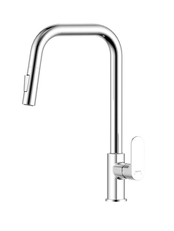 Смеситель для кухни Aquatek Альфа AQ1984CR с вытяжным изливом, хром