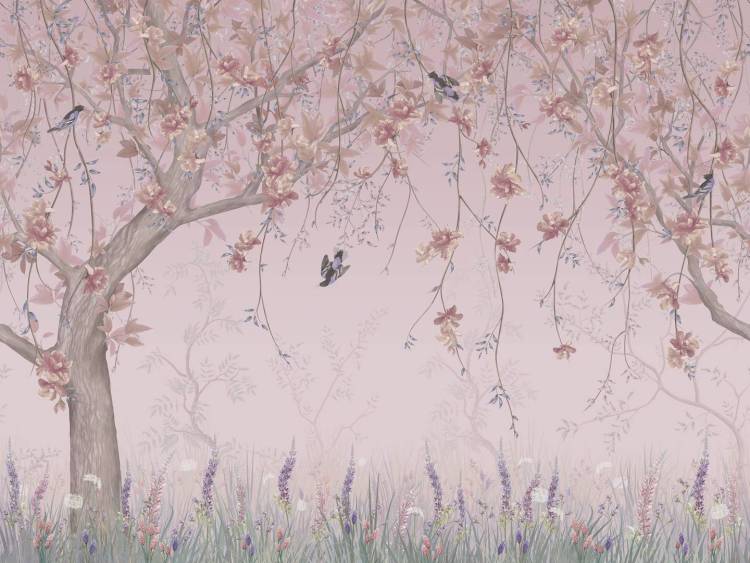Фреска Ortograf Chinoiserie 33940 Inspiration pink Филиграна со стразами FM-F/S