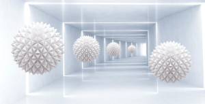 3D Фотообои Artegrafico «Шары оригами в светлом тоннеле» ABS-047 песок