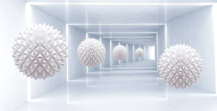 3D Фотообои Artegrafico «Шары оригами в светлом тоннеле» ABS-047 песок